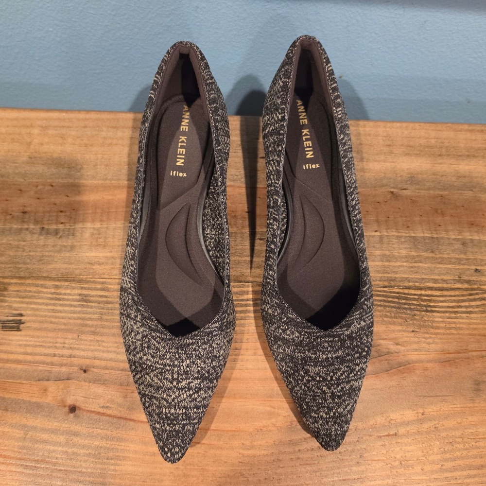 Anne Klein Womens Janette-K Pump Black Tan Marled Knit Kitten Heel Size 9 - Picture 3 of 8
